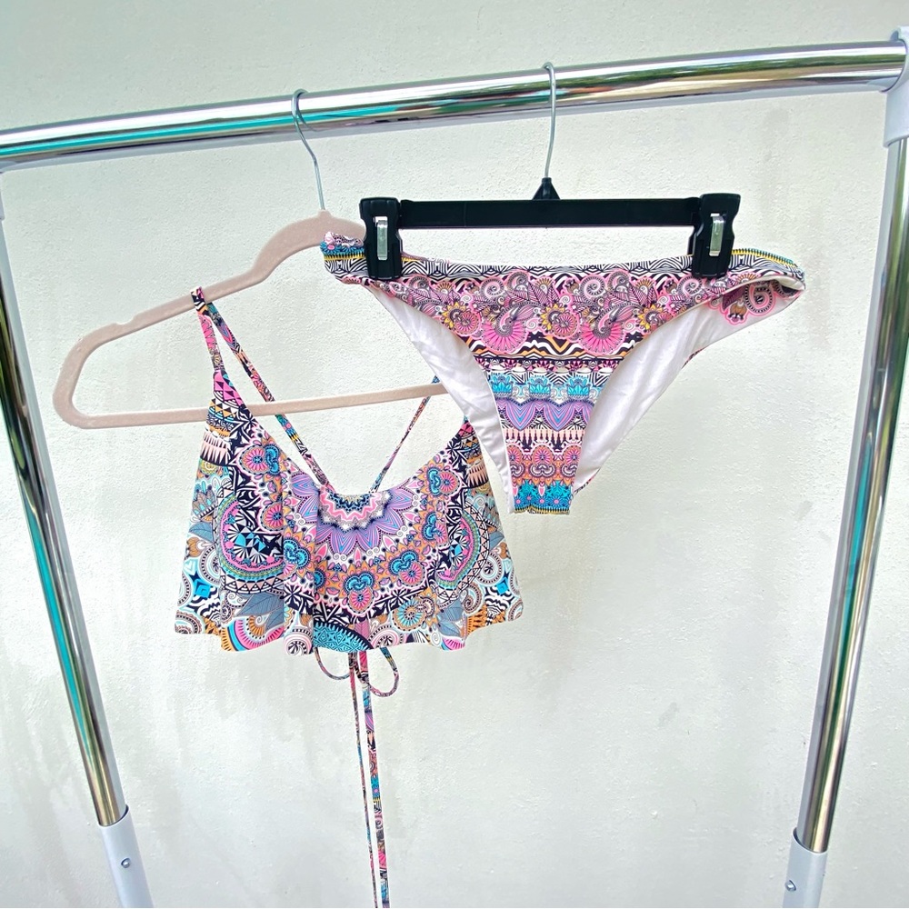Red Carter Multicolor Pink Tribal Bikini Set Size Medium